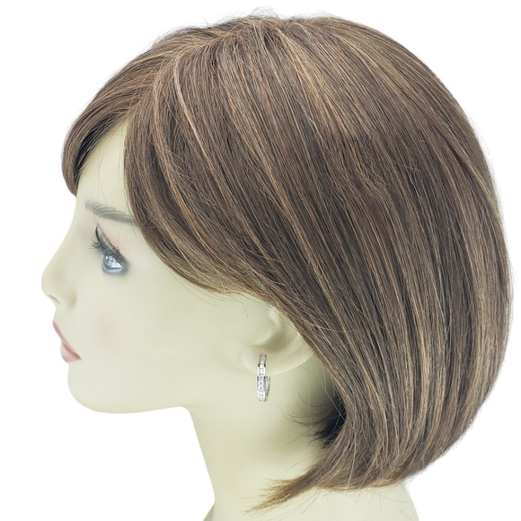 14 Karat White Gold and Diamond Hoop Earrings #16103 - Picture 8 of 9